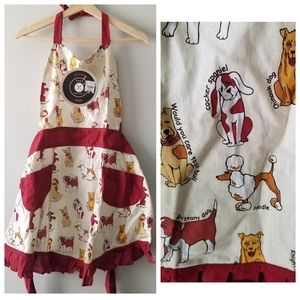 Chef Central Canines Full Apron With Ruffle Dog Print